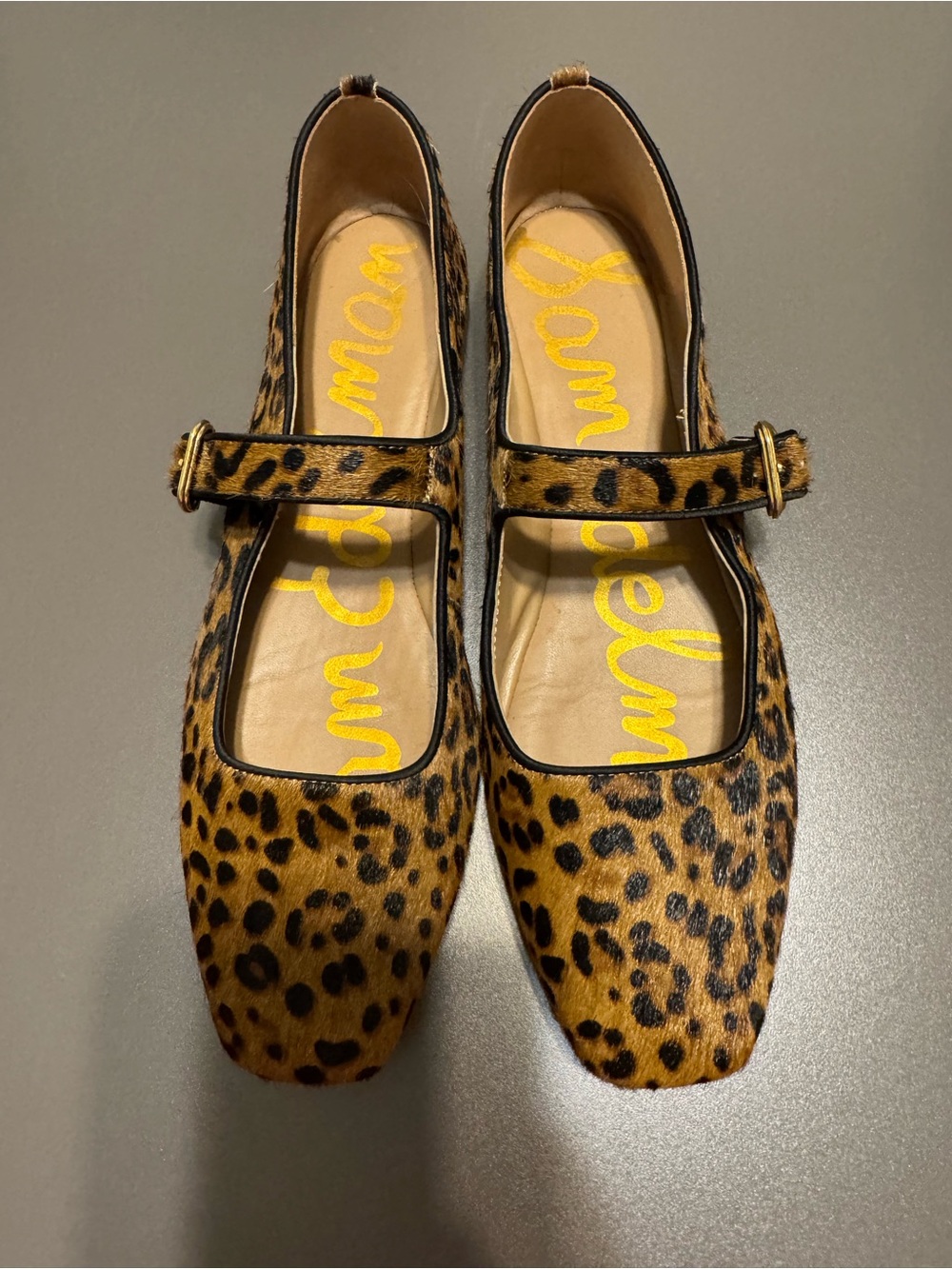 Sam Edelman Michaela Mary Jane Flat Leopard Brahma Hair Leather Size 11